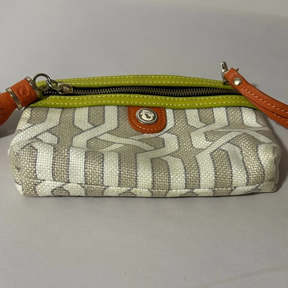 Spartina 449 Cream‎ and Lime Clutch with Orange Accents